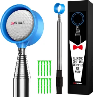 Golf Ball Retriever for Water,Telescopic 12Ft/9Ft Stainless Steel Shaft Two-Sided Easy Pick Up Balls,Unbreakable Head Retriever Tool Golf Accessories Golf Gift for Men