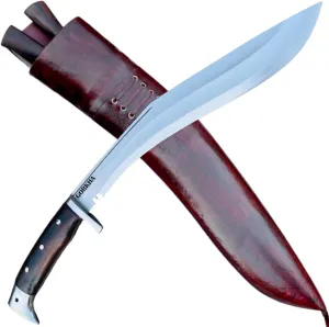 Gorkha American Eagle Kukri Knife Overall 22 IN Heavy Duty 15.5 IN Fixed Blade Full Tang Khukuri, Blocker On Handle, Leather Sheath & 2 Utility Knives - Handmade In Nepal