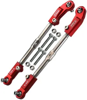 GPM Upgrades Aluminum 7075-T6 Stainless Steel Adjustable Front Steering Tie Rod for 1/8 4WD Kraton 6S BLX (ARA106040T1) RC Cars (red)