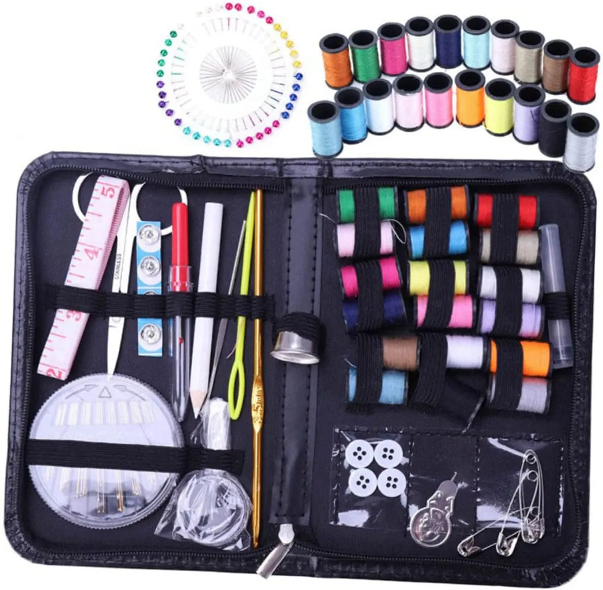 GRADENEVE Craft Sewing Kit 134-piece Tool Set Needles Thread Scissors Zipper Bag for Levels