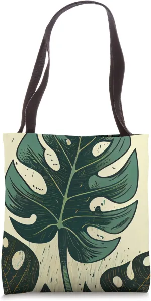 Green Philodendron Monstera Leaf Foliage Botanical Art Tote Bag