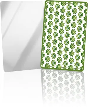 Green White Checker Lucky Clovers Filling Compact Mirror Bulk Mini Card Mirror, White Saint Patrick Small Compact Mirror for Purse, Rectangular Handheld Pocket Makeup Mirror