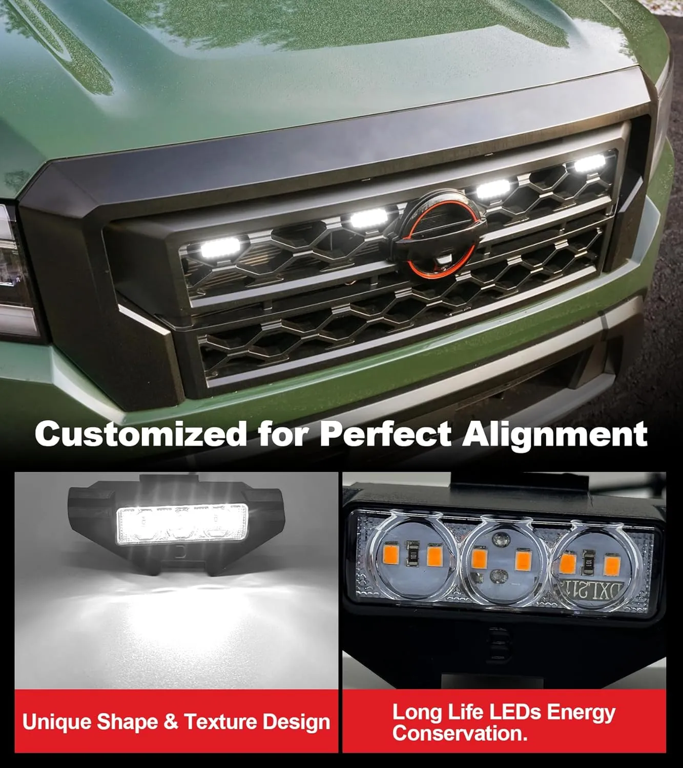 Grill Lights for Nissan Frontier 2022-2024 Front Bumper Grille Marker Accent Head Lamps DRL PRO 4X X S SV SL Accessories (White)