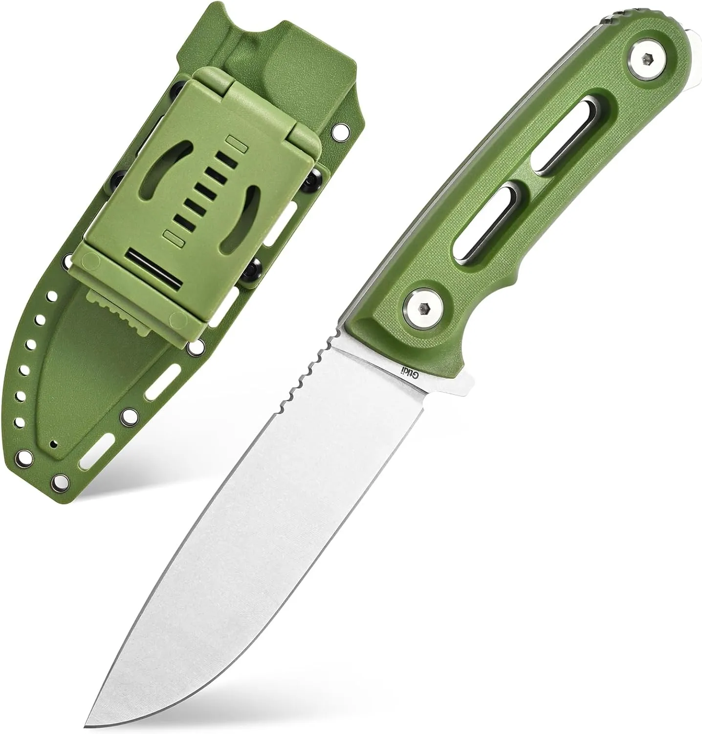 GTK4 Fixed Blade Knife AUS-8 Steel Blade Nylon Fiberglass Handle Full Tang EDC Tool Knifes for Outdoor Camping Survival Adventure(green)