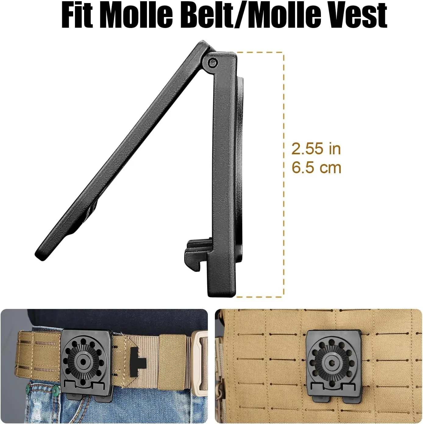 GUN & FLOWER MOLLE Adapter for Holsters & Mag Pouches – Compact Gearwheel Design, Heavy-Duty Tactical Mount – Fits Belts, Vests, Backpacks – Multiple Pack Options 1/2/4