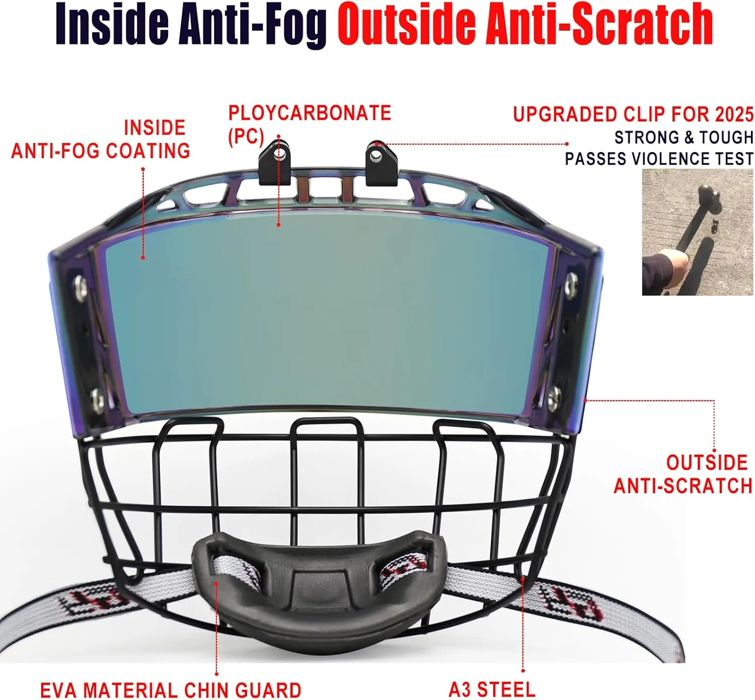 GY PC300 Hockey Helmet Cage & Face Shield Protector Combo