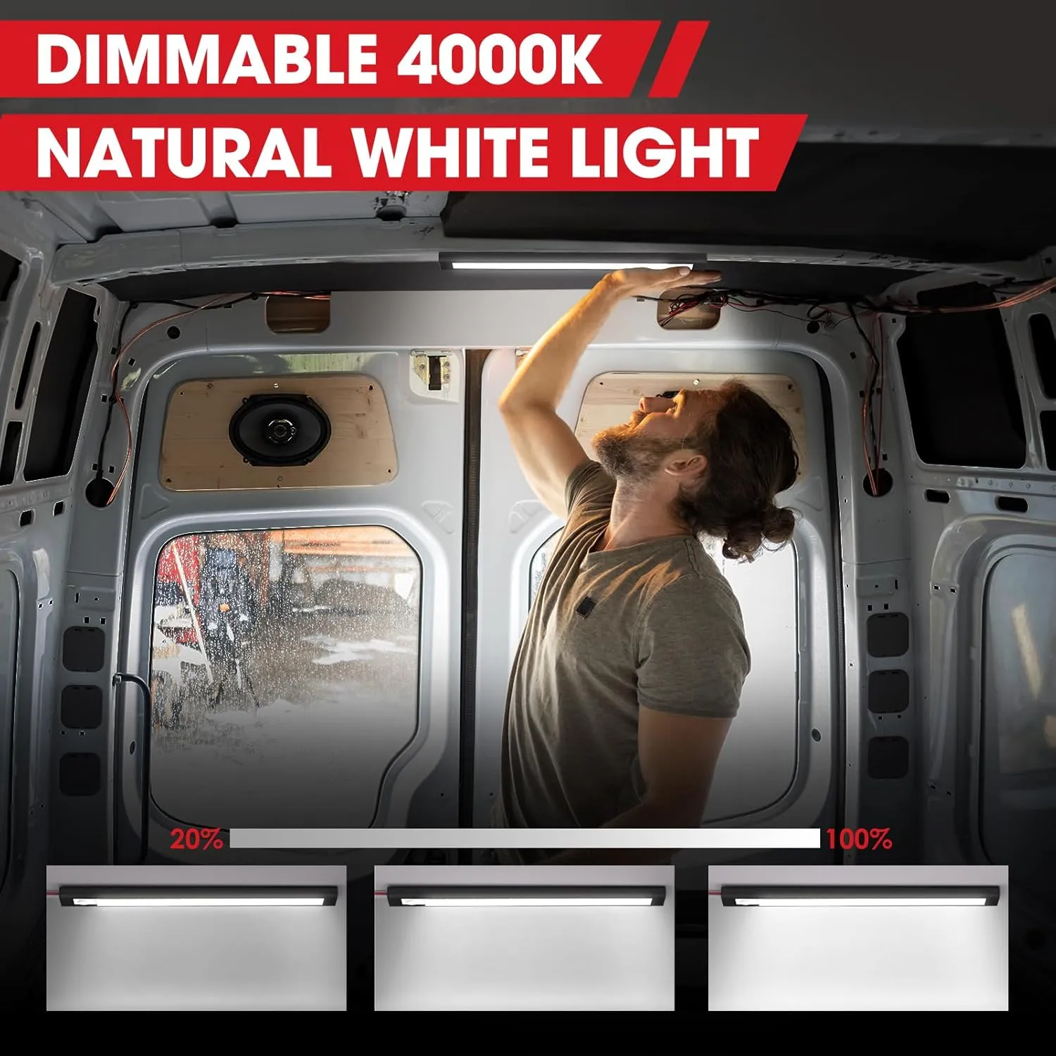 GZV 12V LED Light Strip, Enclosed Trailer Light, 12 Volt Lights, 12v LED Strip for RV Interior, Strip Lights for Trailer, Cargo, Truck, Van, Shed, RV(8Pack, 4000K, Black)