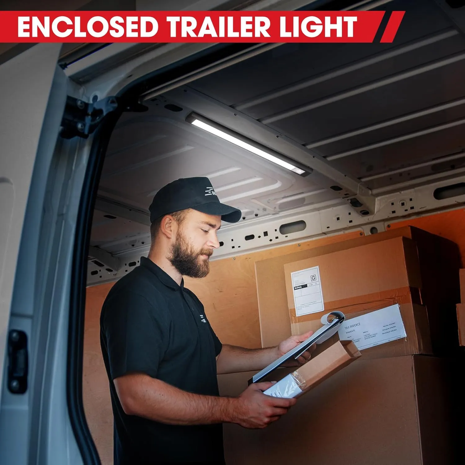 GZV 12V LED Light Strip, Enclosed Trailer Light, 12 Volt Lights, 12v LED Strip for RV Interior, Strip Lights for Trailer, Cargo, Truck, Van, Shed, RV(8Pack, 4000K, Black)