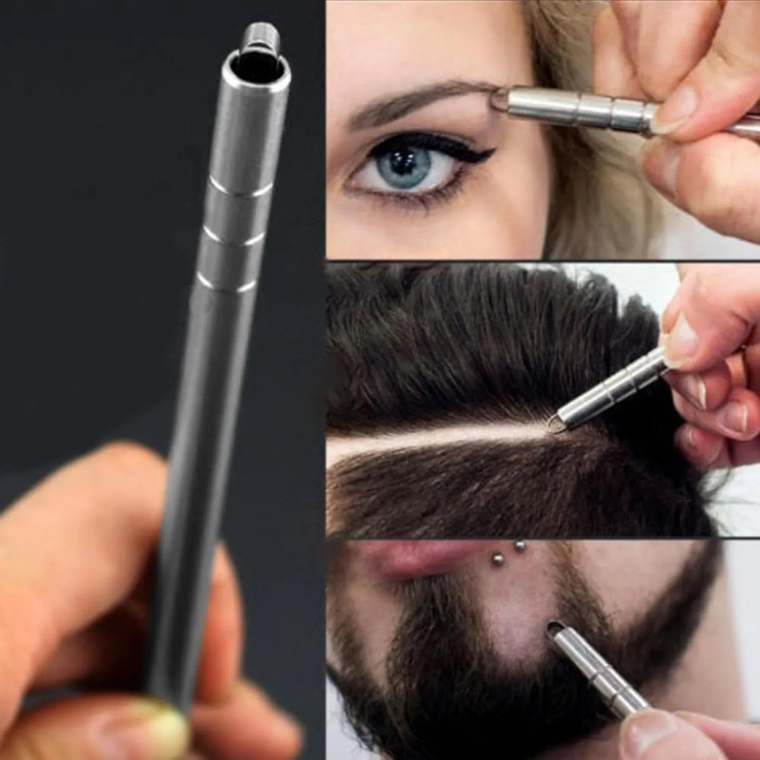 Hair Carving Pen, Hair Engraving Pen, Stainless Steel Beard Shaving Trimmer, Hair Styling Eyebrows Beards Device, Engraved Pen with 20 Blades, DIY Hair Tattoo Tool Set - Eyebrow and Face Razor Pen(Gol
