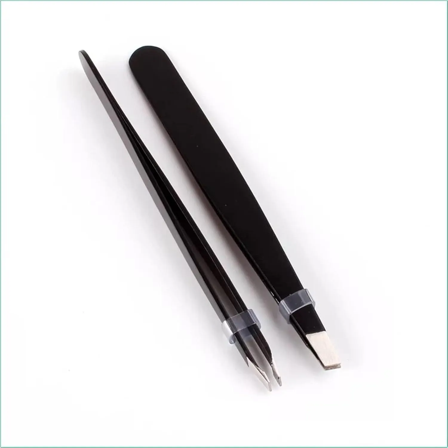 Hair Removal Tweezers Black Eyebrow Tweezers Stainless Steel Slant Tip Hair Removal Makeup Tool Kit Eyelashes Extension Double Eyelid Application