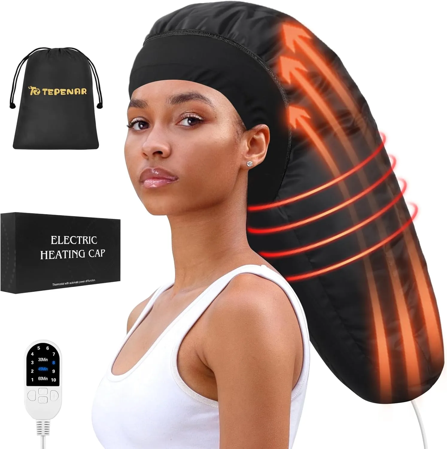Hair Steamer for Deep Conditioning: Upgraded Heat Cap with 10-Level Fast Heating 3 Time Settings for Natural Hair Portable Thermal Steam Cap for Home Use Hair Treatment