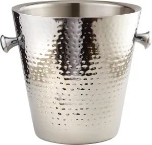 Hammered Stainless Steel Doublewall Champagne Bucket, 9", Silver