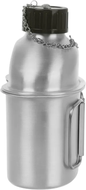 HANABASS 1Set Portable Aluminum Water Bottle Set Canteen with Aluminum Cup for Camping Hiking Outdoor Activities Multi Functional Water Container for Go Hydration
