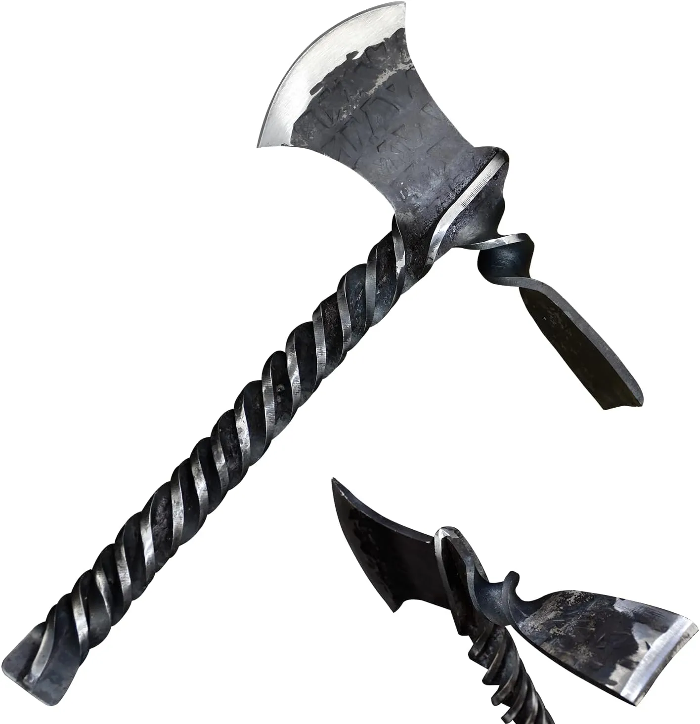 Hand-Forged Full Tang Axe Hatchet Hoe for Garden Yard Clean, Outdoor Camping, Chopping Firewood