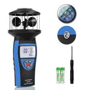 Handheld Cup Anemometer with Compass, 93MPH Digital Wind Speed Meter, CFM Air Flow Wind Velocity Measuring Device Gauges for Outdoor Sailing Surfing Drone Flying HVAC