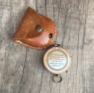 Handmade Marine Lover Antique Brass Working Compass with Leather Case Nautical Astrolabe Ship Instrument Gift