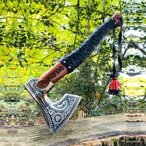 Handmade Viking Axe Hatchet Throwing Axes Chopper Axes Gifts for Men - Wood Working Hand Tool - Viking Gifts - Tomahawk Bearded - Forged High Carbon Steel (Russian Valknut Viking Axes)