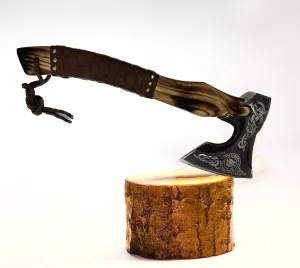 Handmade Viking Axe with Pure Leather Sheath | Real Handmade Outdoor Hunting OR Camping | Viking Gifts for Men (Brown)