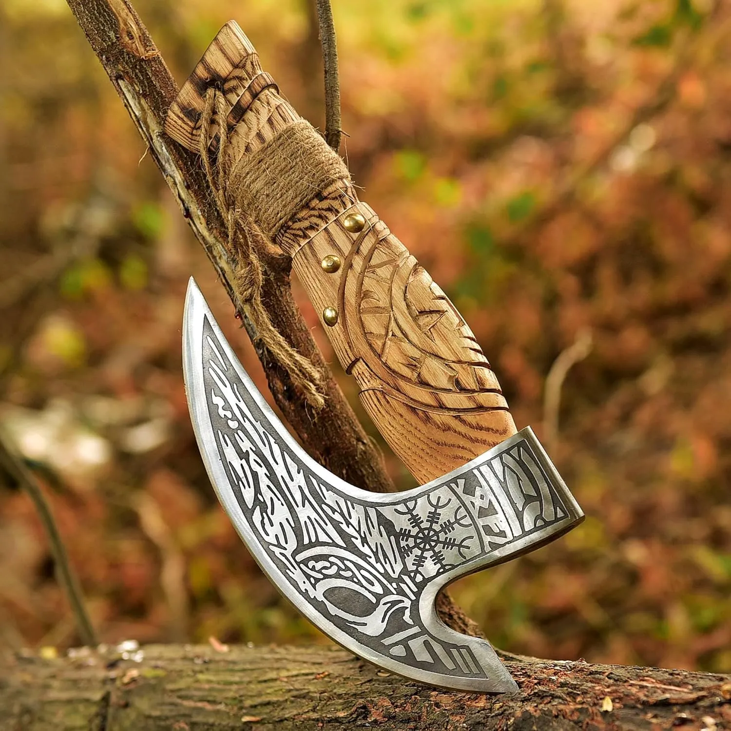 Handmade Viking Pizza Cutter Axe With Leather Sheath, Carbon Steel Slicer Chef Viking Axe, Premium Pizza Oven Accessories, Authentic Medieval Pizza Cutter, Perfect for Camping and Viking Gifts for Men