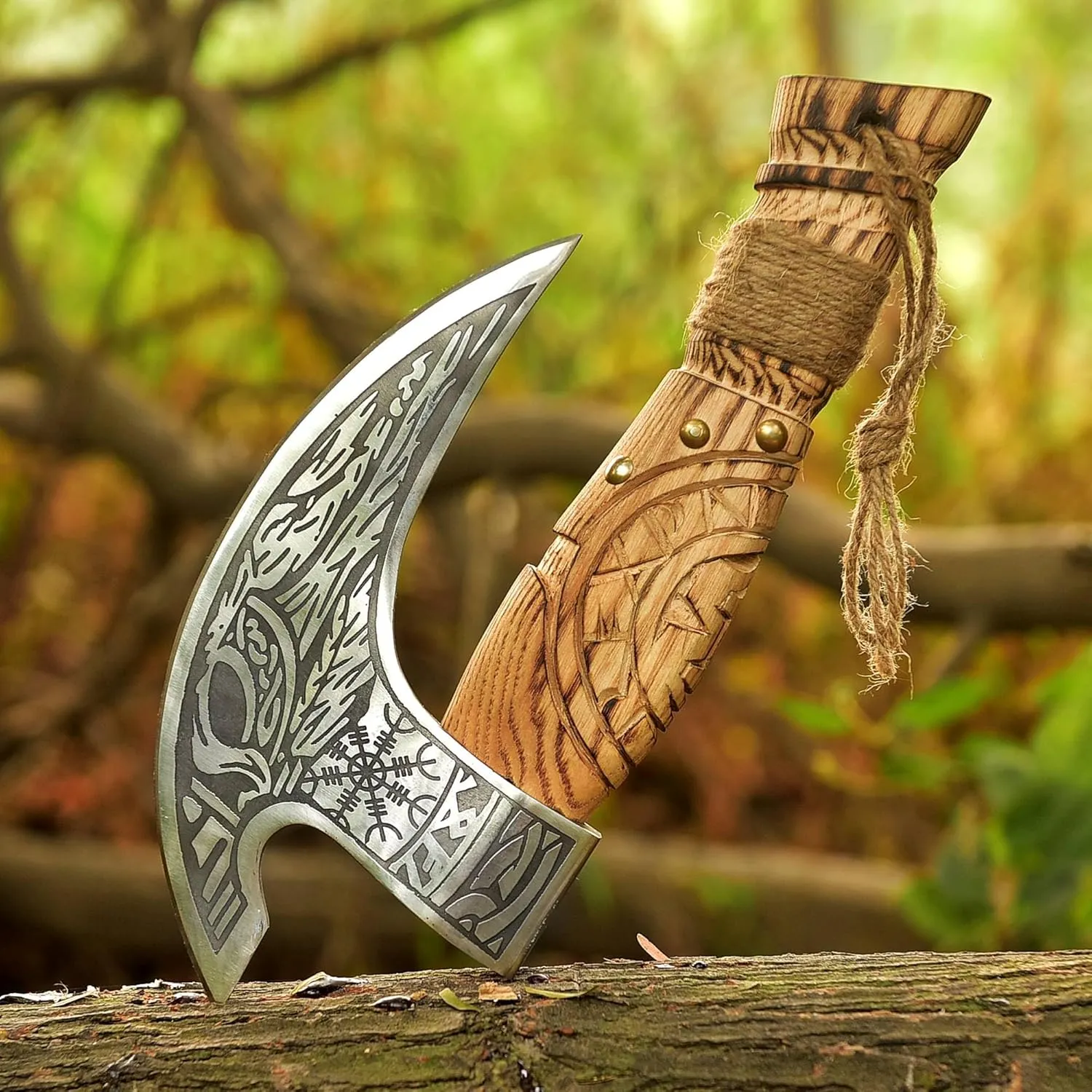 Handmade Viking Pizza Cutter Axe With Leather Sheath, Carbon Steel Slicer Chef Viking Axe, Premium Pizza Oven Accessories, Authentic Medieval Pizza Cutter, Perfect for Camping and Viking Gifts for Men