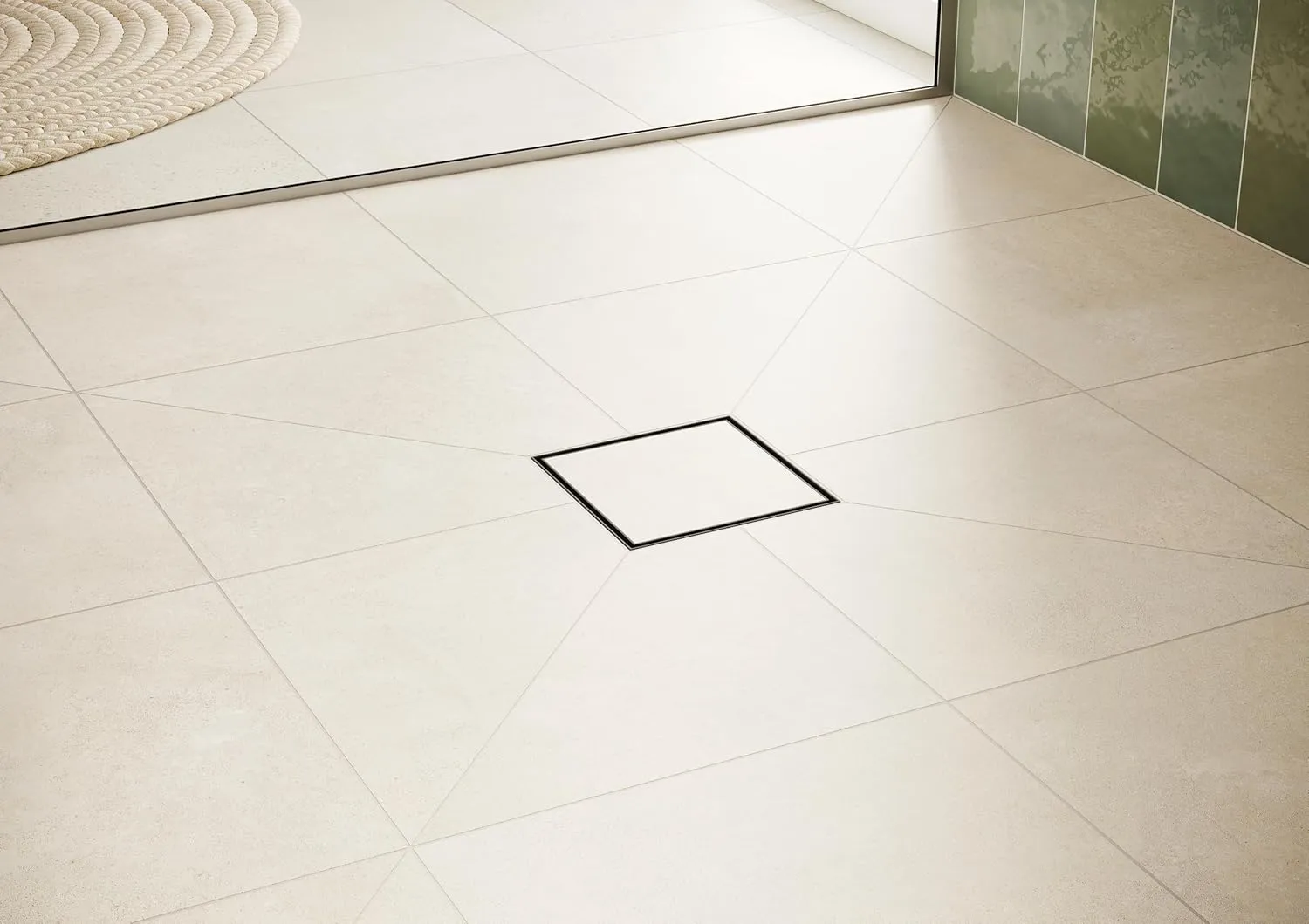 hansgrohe RainDrain Brilliance Square Tileable Shower Drain Set with Rough and Tileable Rear Cover in Brushed Stainless Steel, Stainless Steel Shower Floor Drain