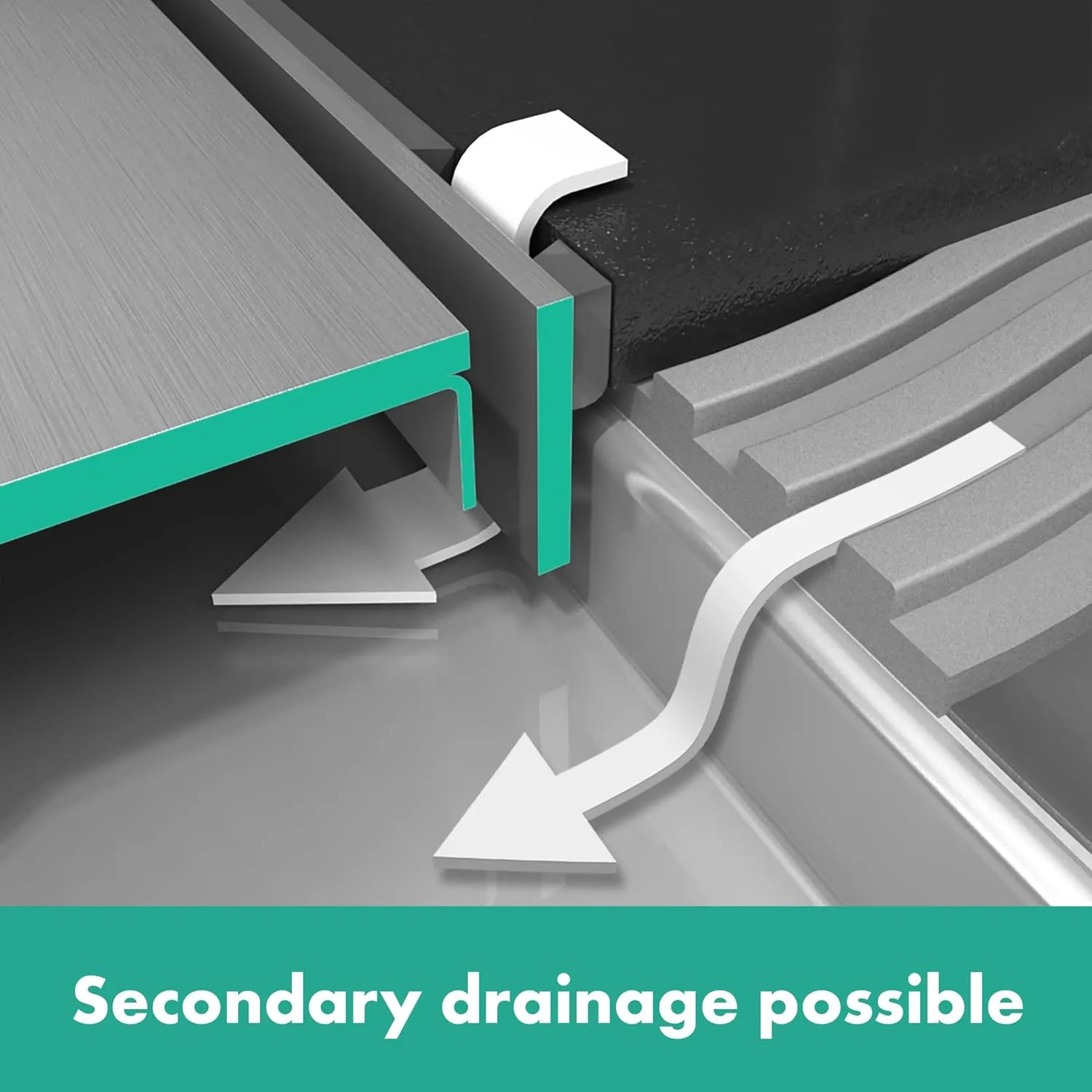 hansgrohe RainDrain Brilliance Square Tileable Shower Drain Set with Rough and Tileable Rear Cover in Brushed Stainless Steel, Stainless Steel Shower Floor Drain