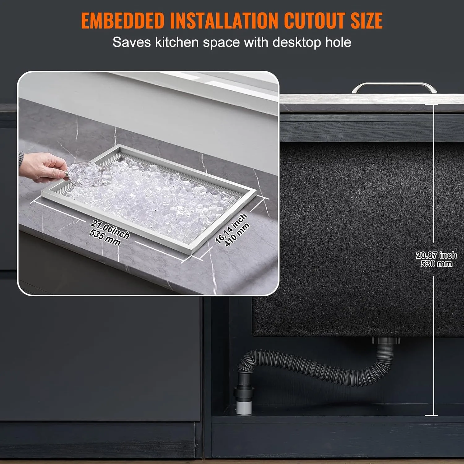 Happybuy Drop in Ice Chest 23''L x 17''W x 12''H with Cover 304 Stainless Steel Drop in Cooler Included Drain-Pipe and Drain Plug Drop in Ice Bin for Cold Wine Beer