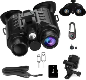 Head-Mounted Night Vision Goggles – 4k Night Vision Binoculars with 1.4" Display | 8X Digital Zoom & 850nm Ir 2000ft Range, Photo/Video Capture for Camping