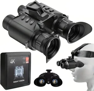 Head-Mounted Night Vision Goggles - Night Vision Binoculars, 1312FT Digital Infrared Night Vision, 8X Digital Zoom, Photo & Video Capture, Head Strap for Camping