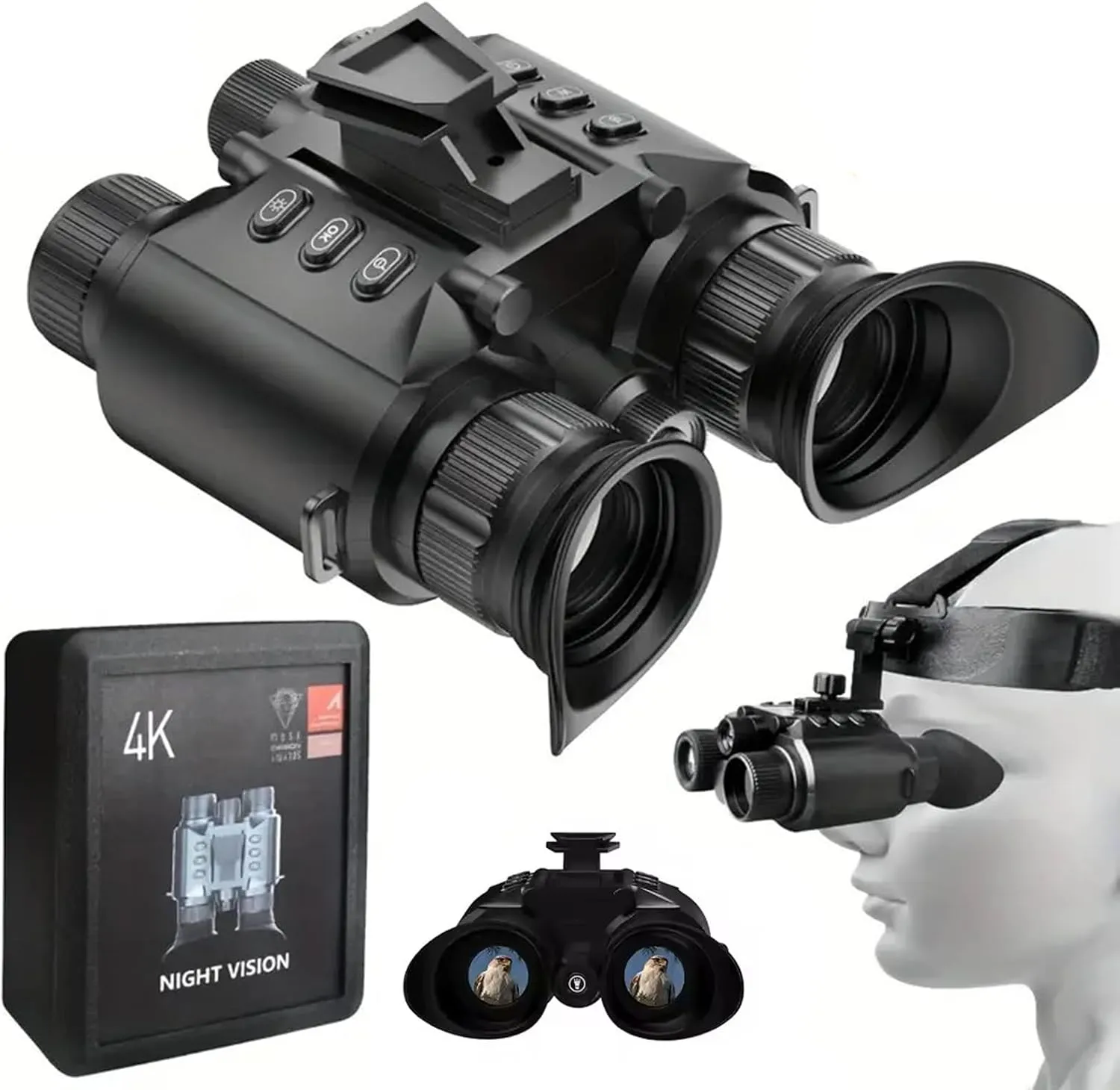 Head-Mounted Night Vision Goggles - Night Vision Binoculars, 1312FT Digital Infrared Night Vision, 8X Digital Zoom, Photo & Video Capture, Head Strap for Camping