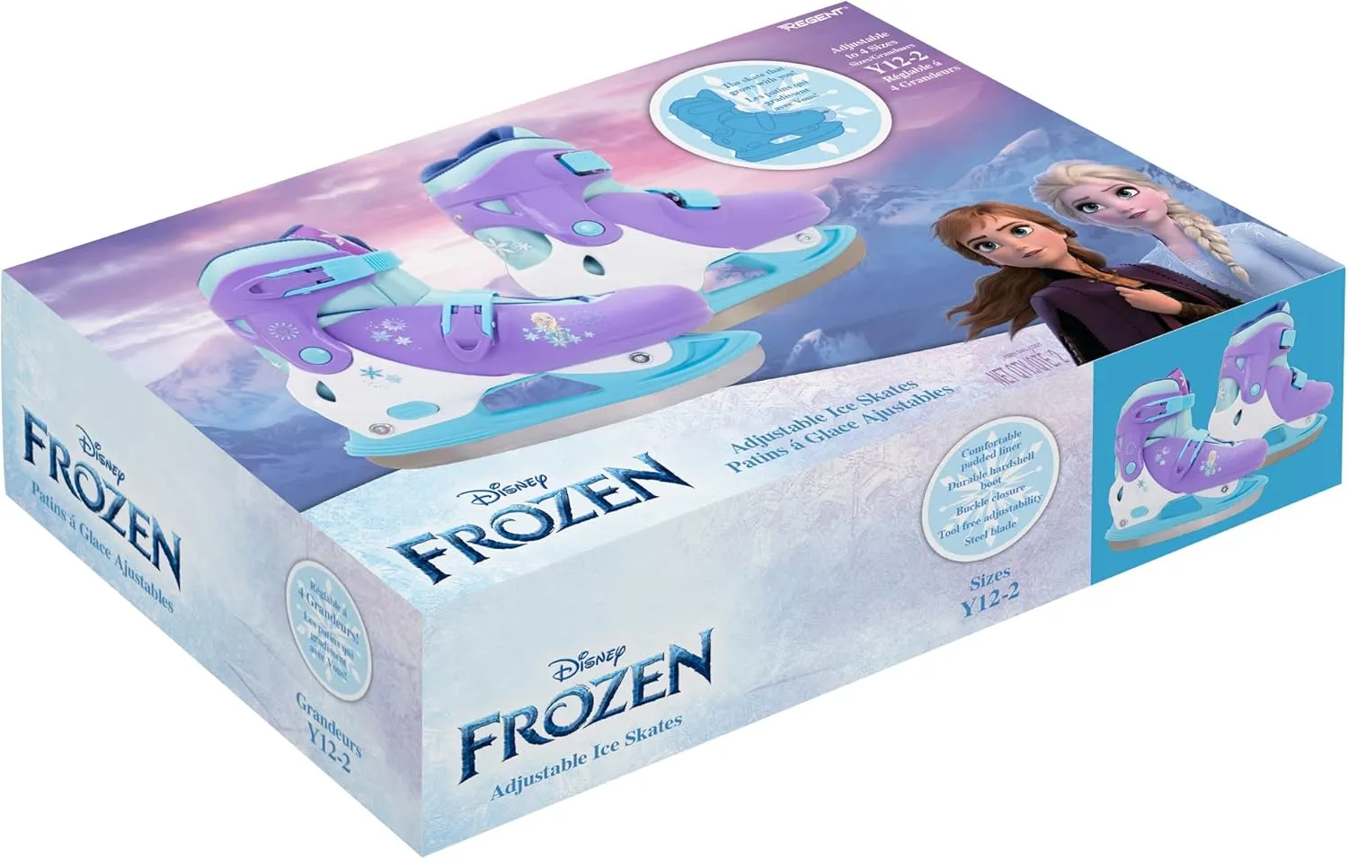 Hedstrom Disney Adjustable Ice Skates Youth Size 12-2, Disney Frozen 2, Purple, (40-80002WC)