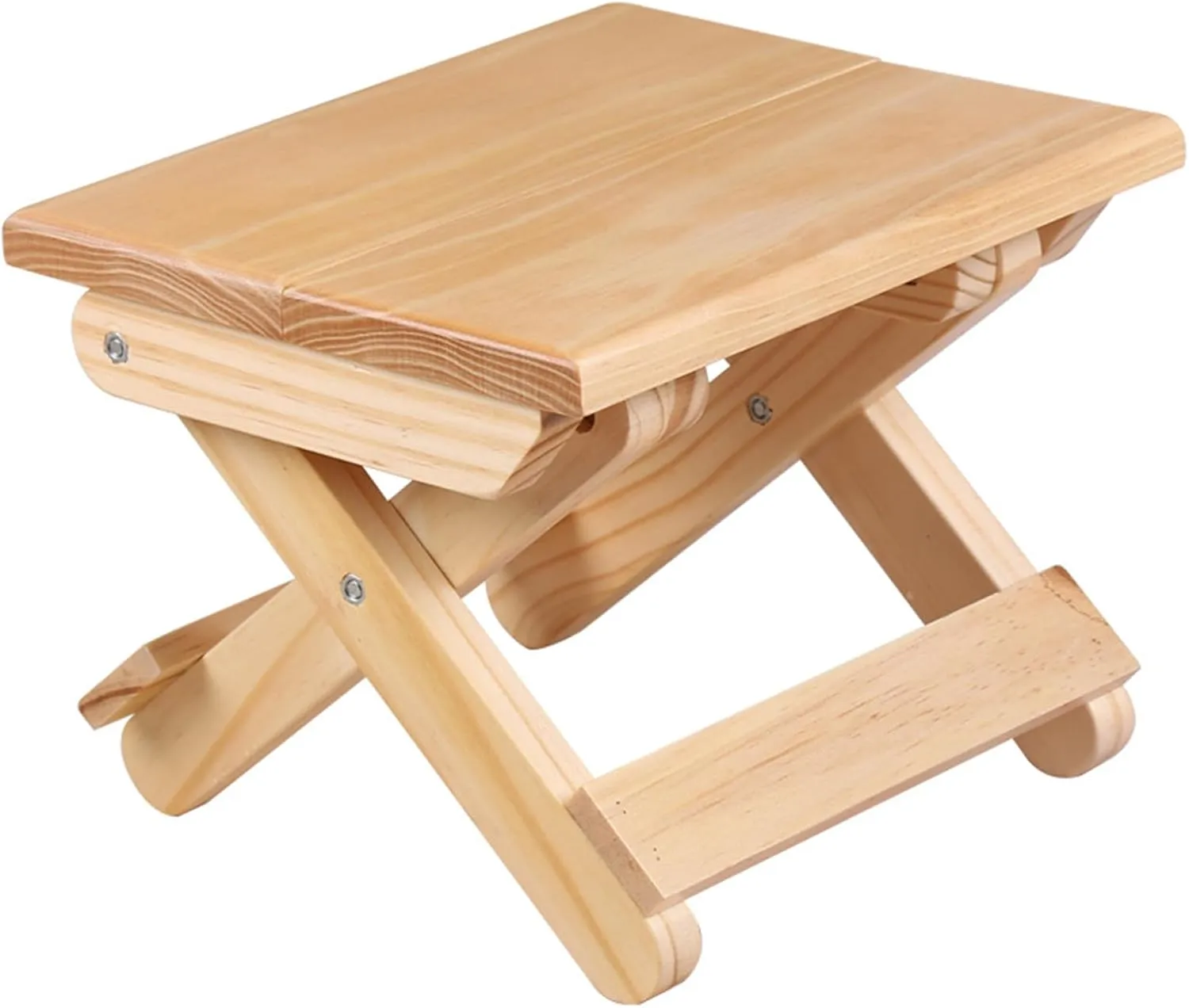 Height 7.5 inch Wood Folding Camping Stool, Ultralight Design Fishing Stool, Portable Small Folding Stool,for Garden, Beach, Camping, HomeStool, No Assembly