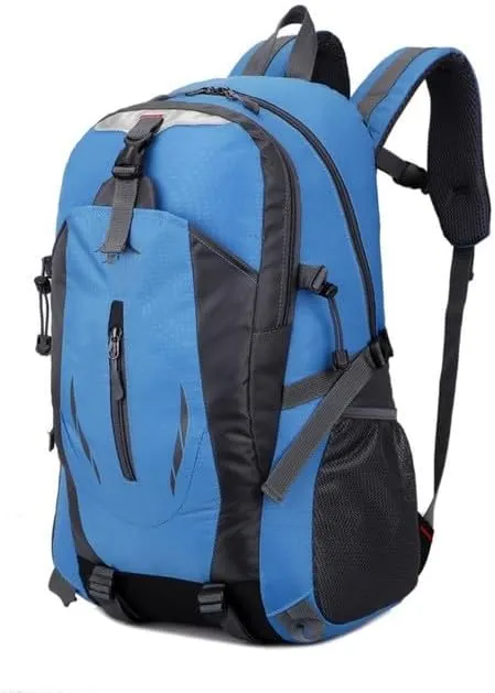 High capacity 40 Litre Mountaineering Bag Outdoor Survival Waterproof Large Capacity Travel Double Shoulder Travel Cycling (Blue)
