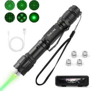 High Power Green Laser Pointer, Tactical Long Range Laser, Rechargeable Laser Single-Press On/Off, Adjustable Focus Laser with Carrying Case