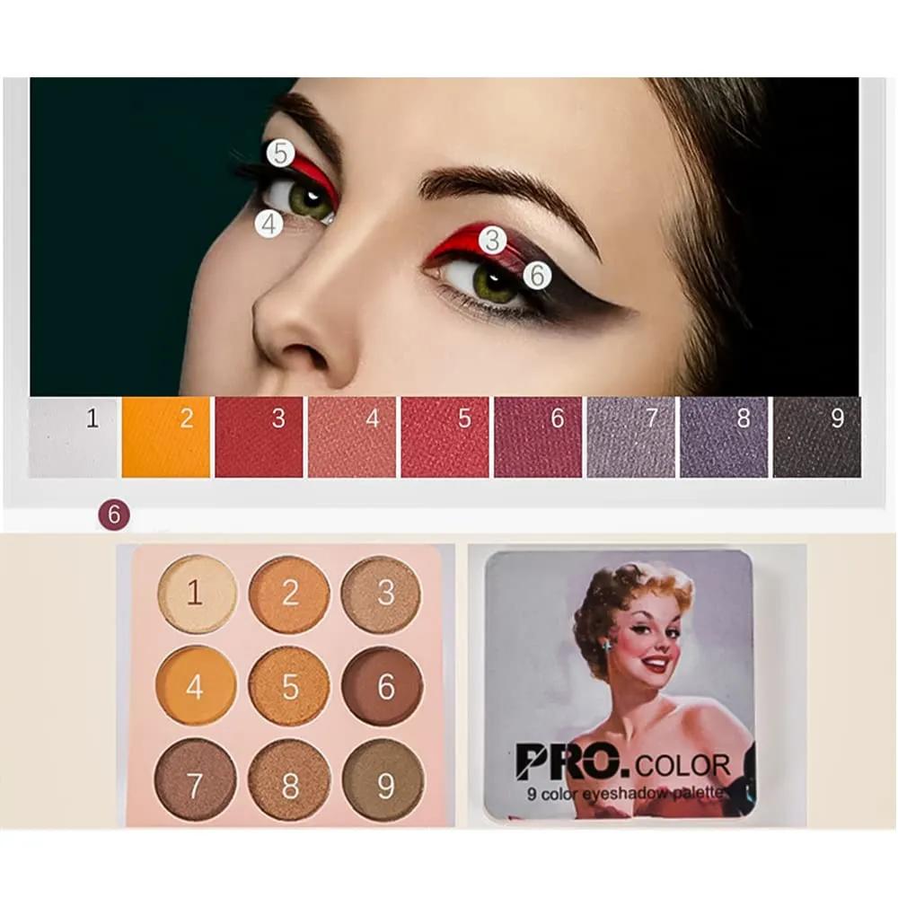 Highly Pigmented Eyeshadow Palette , 9 Colors Matte Shimmer Glitter Eyeshadow Palette Water proof Blendable Long Lasting Natural Colors Make Up Eyeshadow Cosmetics Gift Kit-Great for Travel (#01)