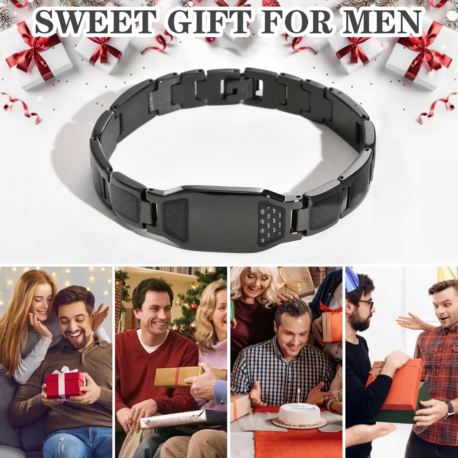 Hisatan Men's Customizable Personalized Link Bracelet with Multi-Pattern Stainless Steel Fashion Bracelet