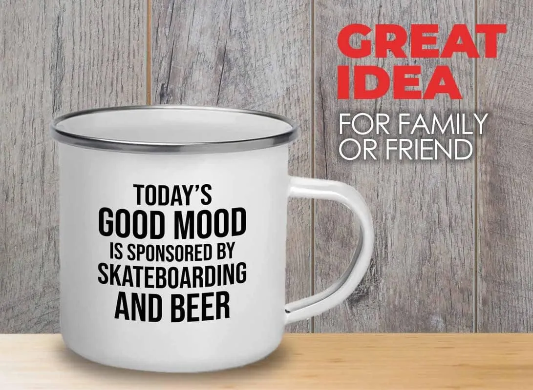 Hobby Camper Mug 12oz - skateboarding and beer - Skater Gifts Skateboard Roller Ice Skate Sport Sled Gymnastics Skateboarder Ski Skiing