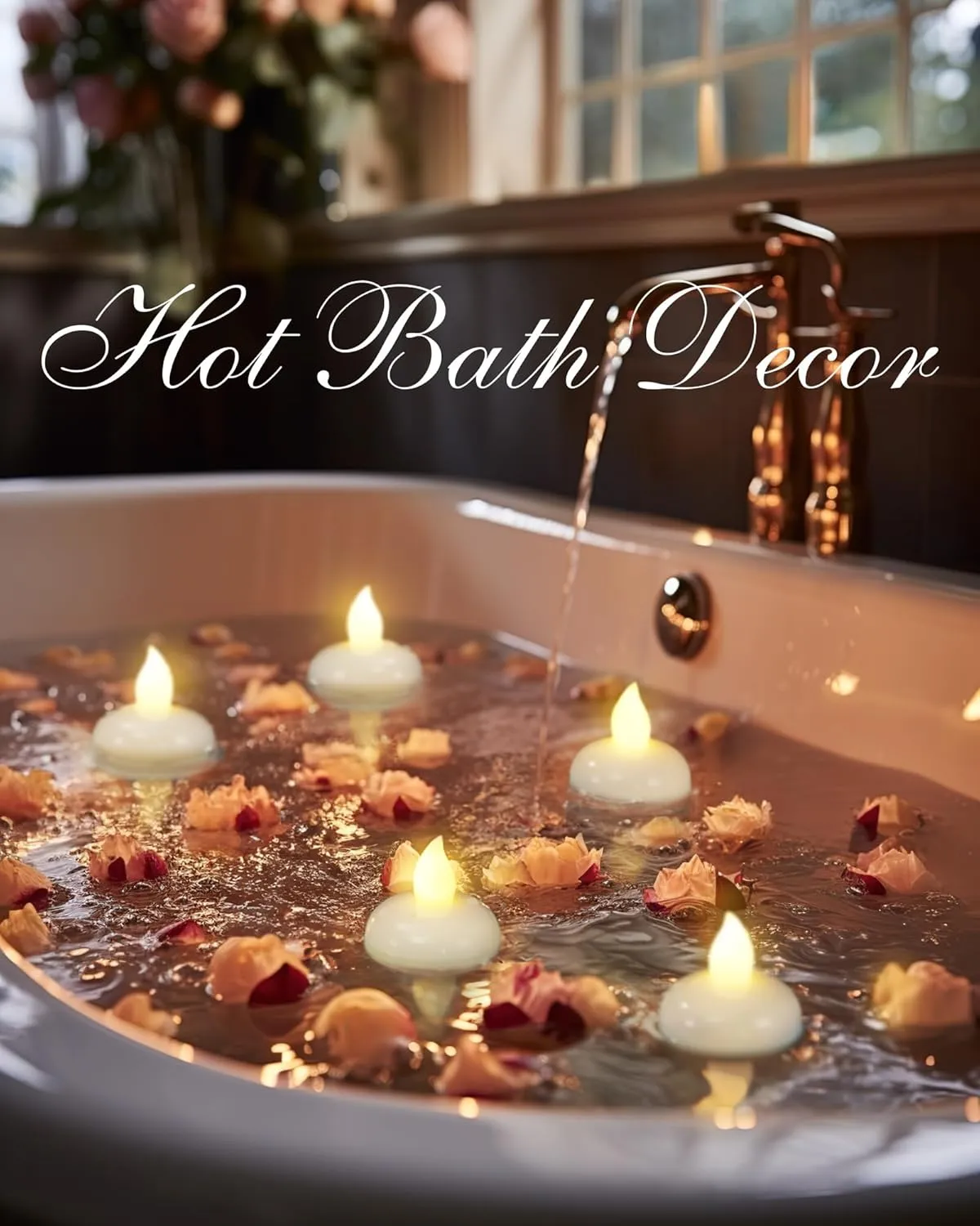 Homemory 24 Pack Waterproof Flameless Floating Tealights, Warm White Battery Flickering LED Tea Lights Candles - Wedding, Party, Centerpiece, Pool & SPA