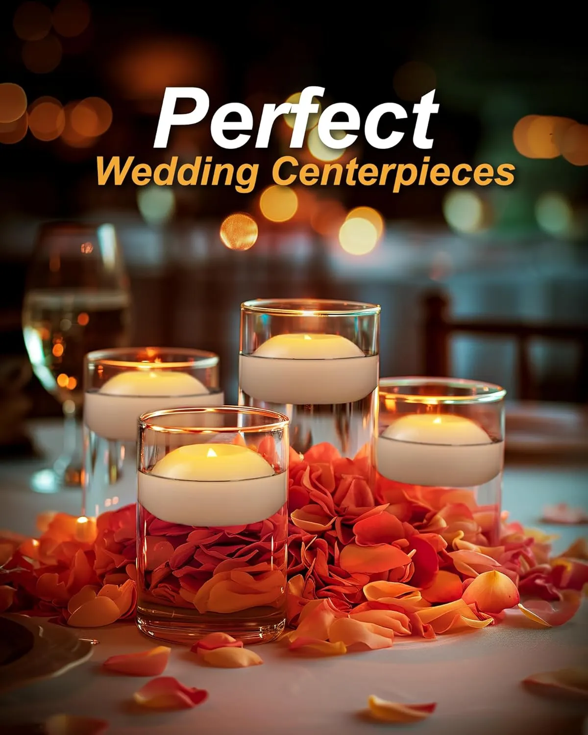 Homemory 3 Inch Flameless Floating Candles, White Real Wax, 100  Hour, Battery Flickering Waterproof Tealights-Wedding Centerpiece, Engagement, Dinner Parties, Beach Parties, Home Decor, Set of 12
