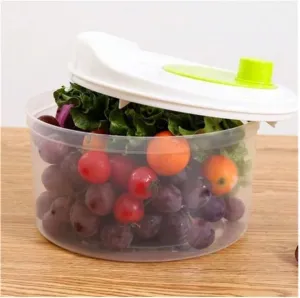 Household Vegetable Salad Dehydrator Kitchen Vegetable Washing Shaking & Drying Device, Double Layer Drain Basket, standered, Green/white