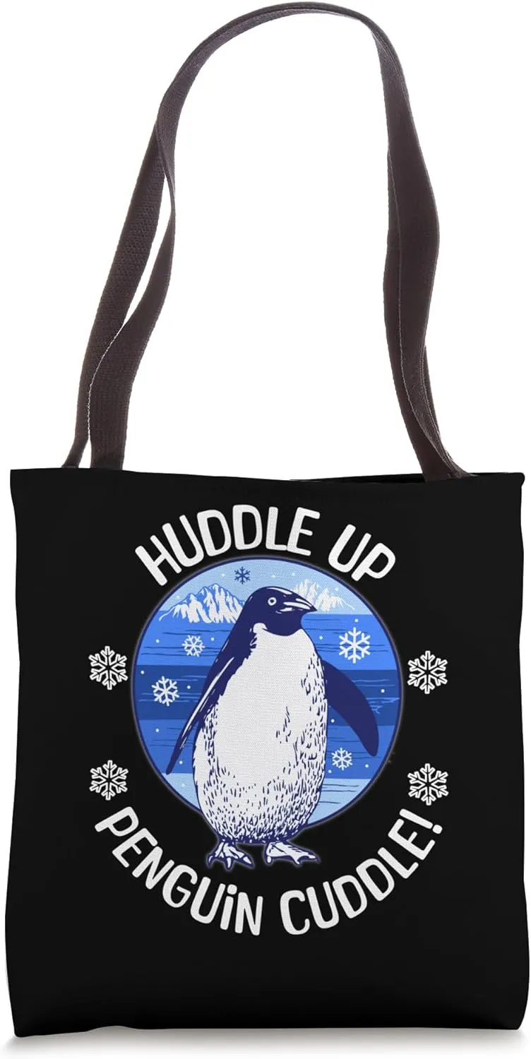 Huddle Up Penguin Cuddle Funny Cute Penguin Snow Tote Bag