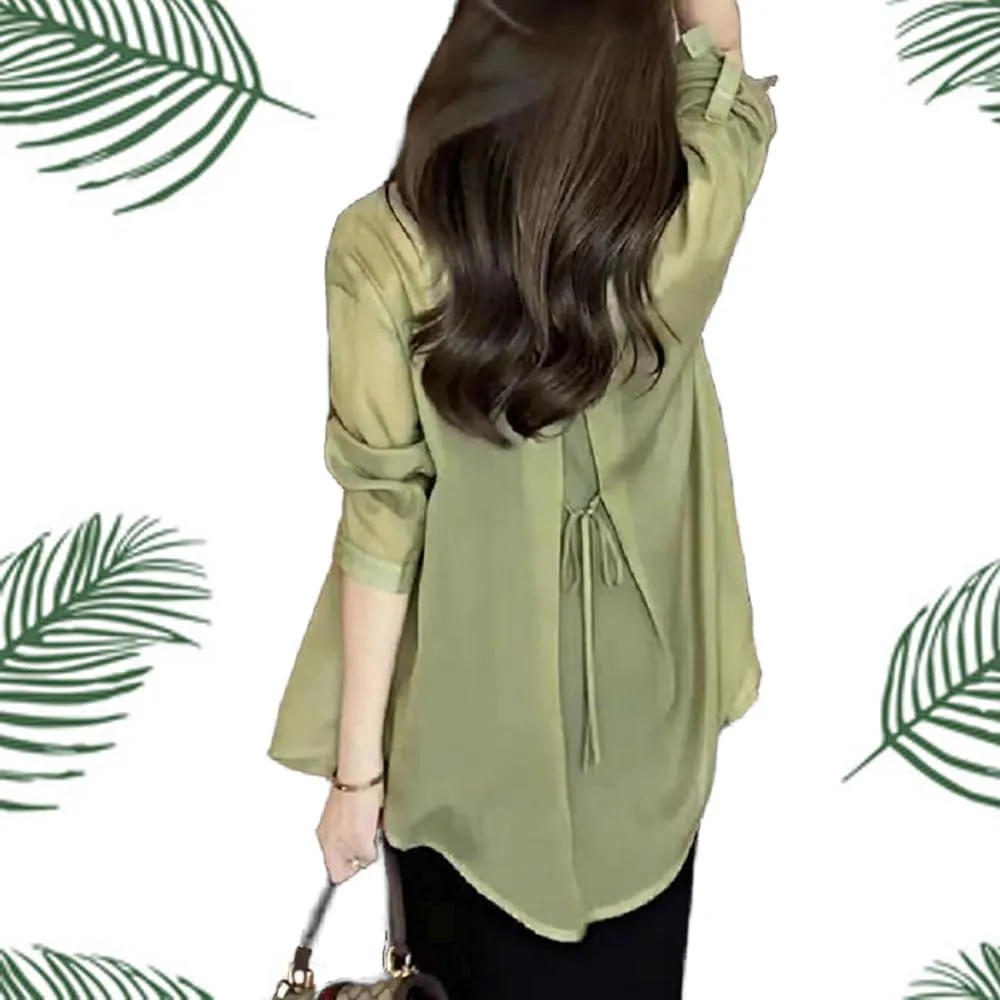 HUIQINGLI Summer Sunscreen Chiffon Shirt, Women's Long Sleeve Uv Blocking Shirts, Lightweight Breathable Loose Blouse