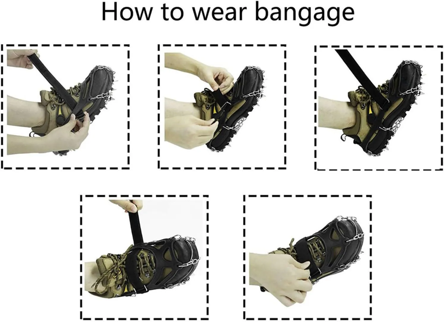 Ice Claw 201 Crampons with 26 Teeth, Ice Claw Non-Slip Ice Clamps Improved Thickened Stainless Steel Spikes, Stretchy TPE Material, Excellent Traction for