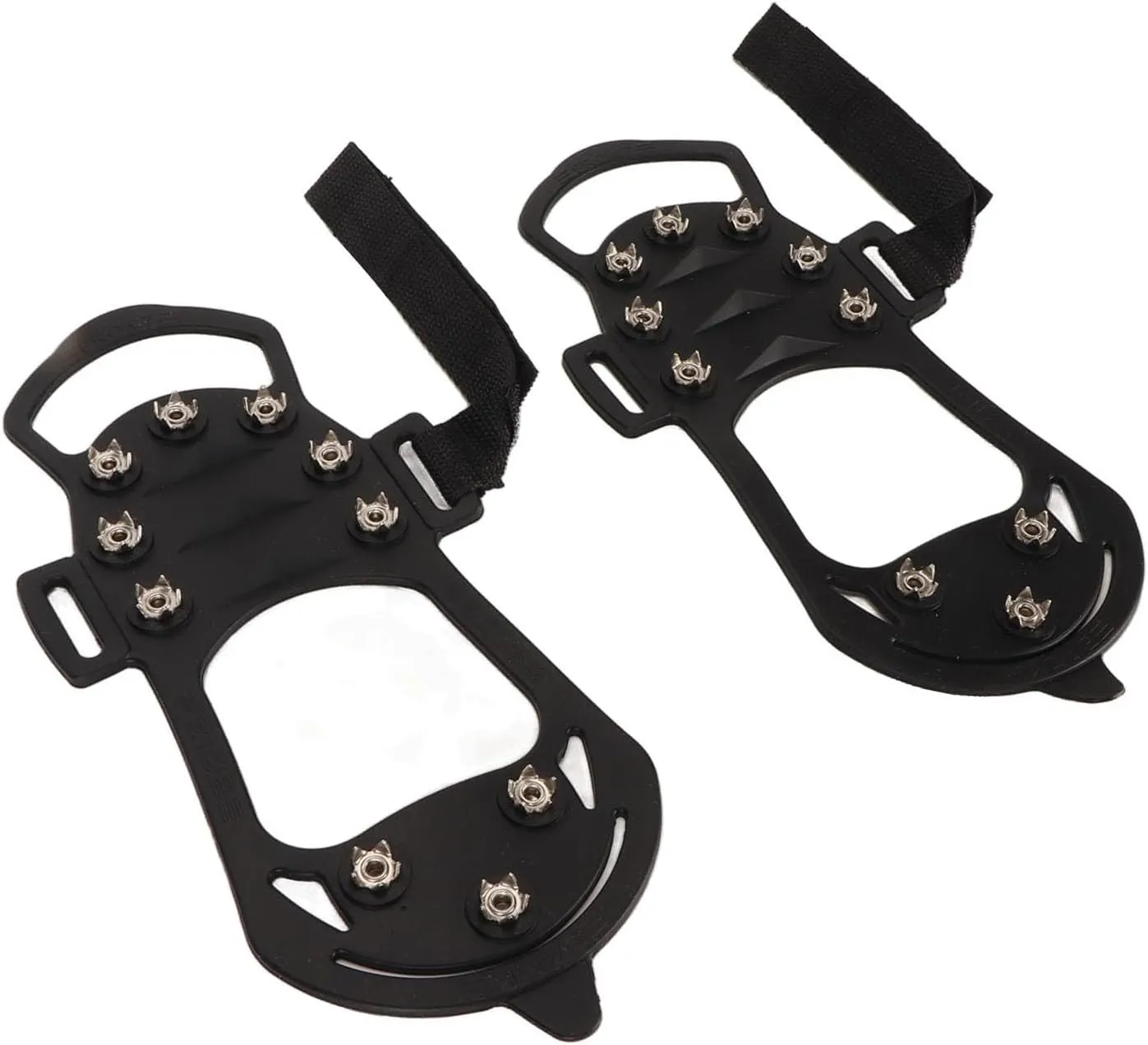 Ice Cleats 10 Teeth Rubber Stainless Steel Foldable Anti Slip Crampon for Ice Fishing Mountaineering Rock Climbing Outdoor Activities