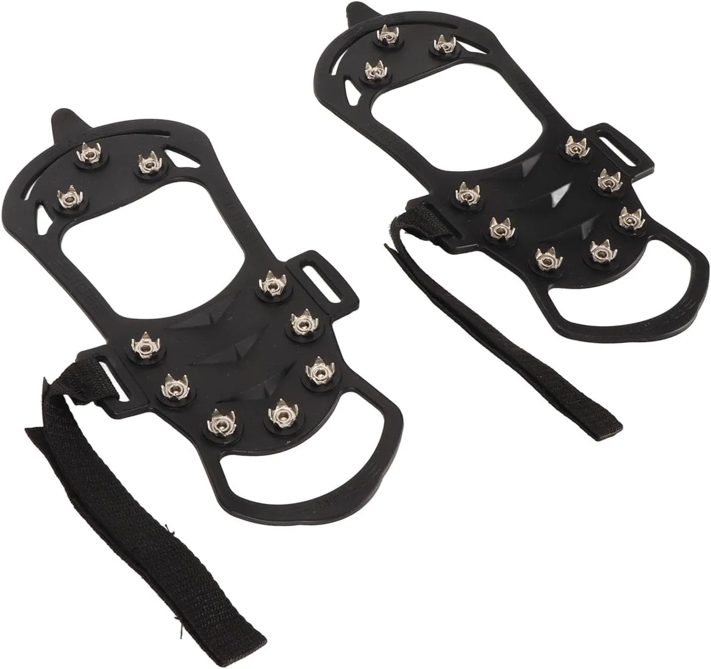 Ice Cleats 10 Teeth Rubber Stainless Steel Foldable Anti Slip Crampon for Ice Fishing Mountaineering Rock Climbing Outdoor Activities