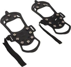 Ice Cleats 10 Teeth Rubber Stainless Steel Foldable Anti Slip Crampon for Ice Fishing Mountaineering Rock Climbing Outdoor Activities