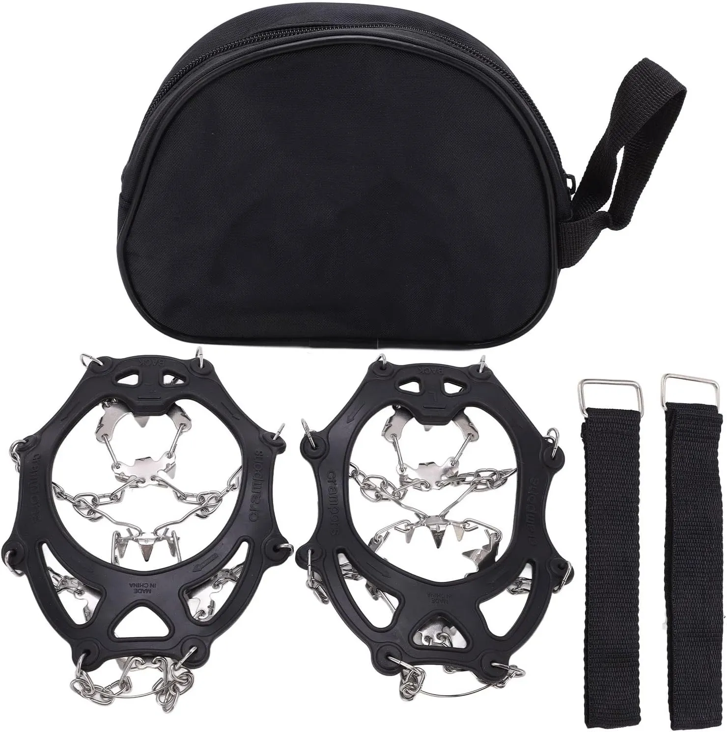 Ice Cleats Strong Stainless Steel Spikes TPE Non Slip Traction Crampons Hiking Outdoor Activity