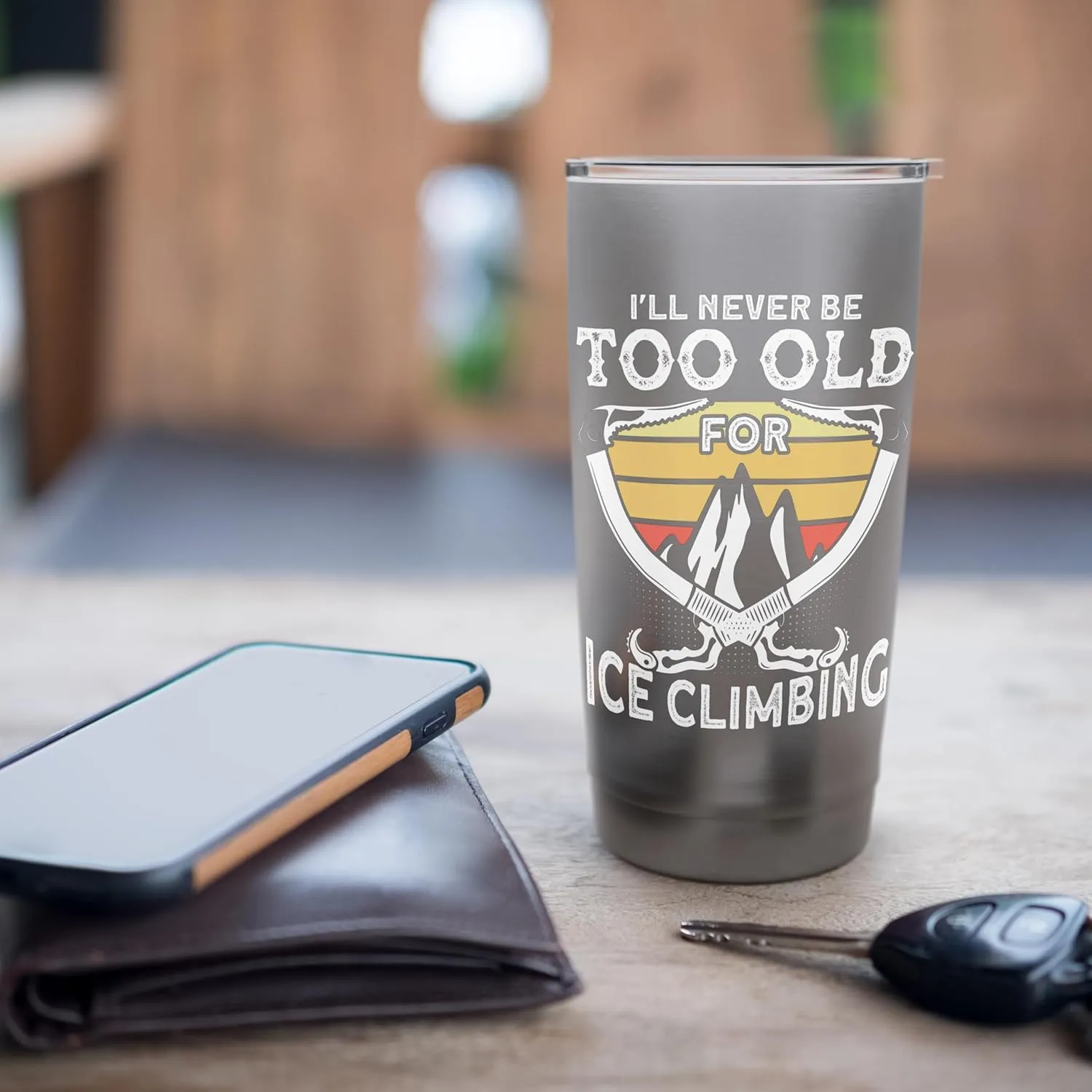Ice climber: never too old for ice climbing, ice climbing Stainless Steel Insulated Tumbler