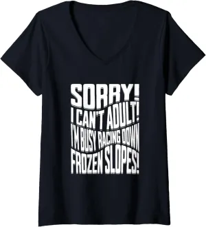 ice cross downhiller snow alpine sledding Ice Cross Downhill V-Neck T-Shirt