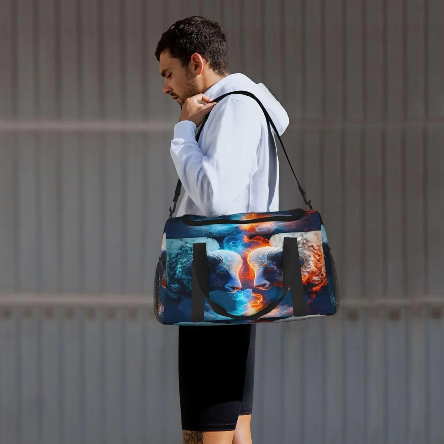 Ice Fire Sheep Travel Duffel Bag Large Foldable Waterproof Overnight Bag For Beach Swim Bags Pool Sports Gym